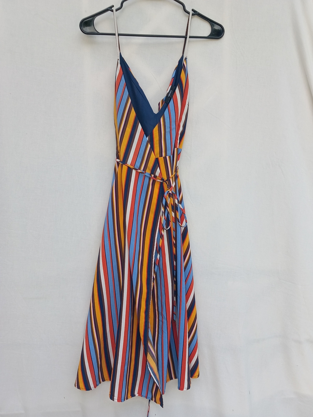 Forever 21 Multicolor Striped Wrap Midi Dress